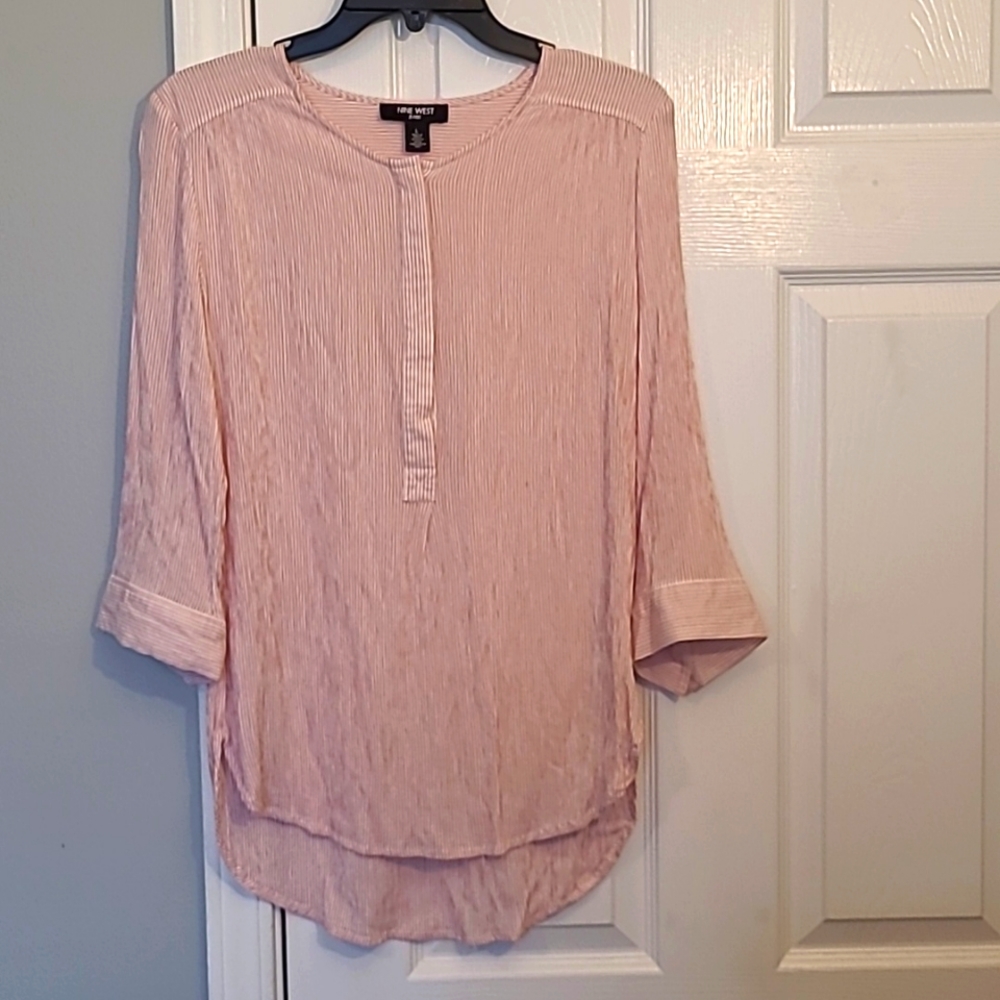 Nine West Top- Red and white striped top
